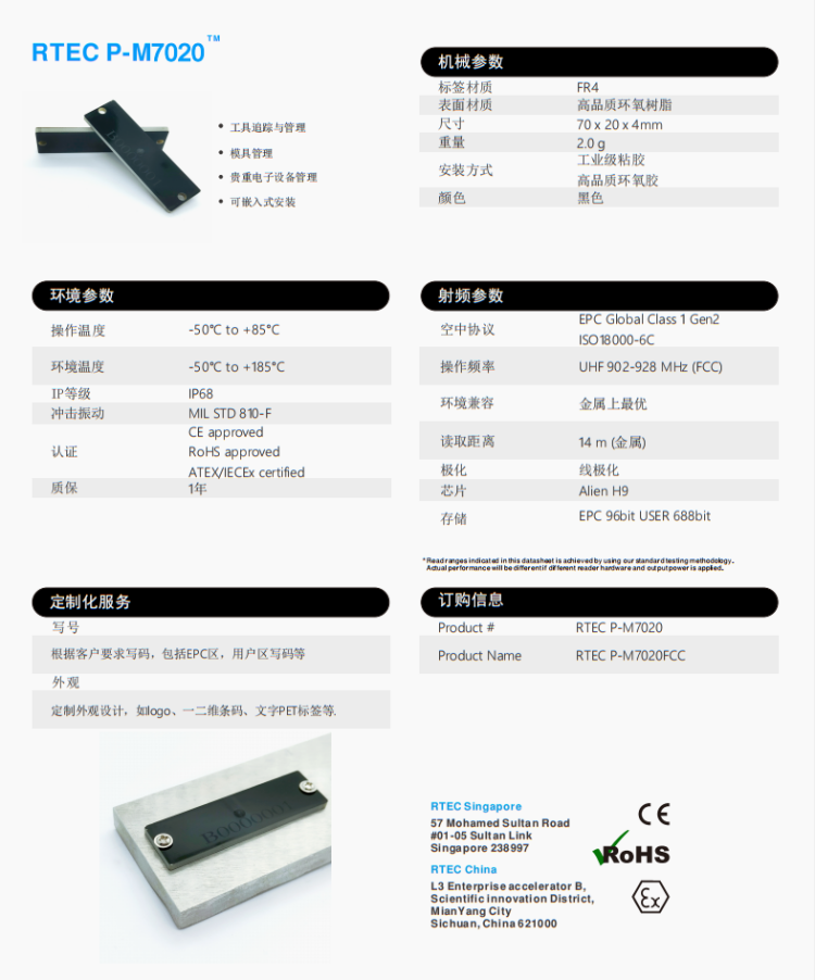 RFID超高频PCB标签7020